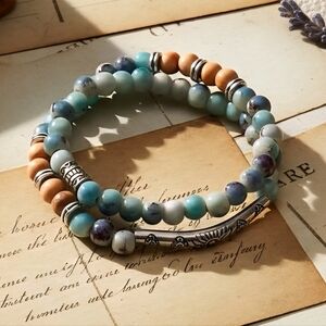 Boho Chic Double Loop Stretchy Fashion Bracelet - Handcrafted Earth Tones 🌾